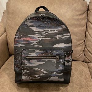 Leather Coach Backpack with Laptop Compartment